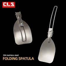 1Pc Folding Spatula Food Turner Fold Spoon Stainless Steel Outdoor Camping gear Sunlight Mall