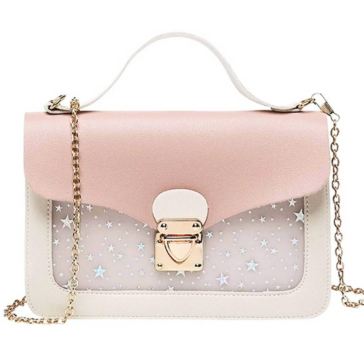 Square Star Sequin Messenger Crossbody Bag for Women