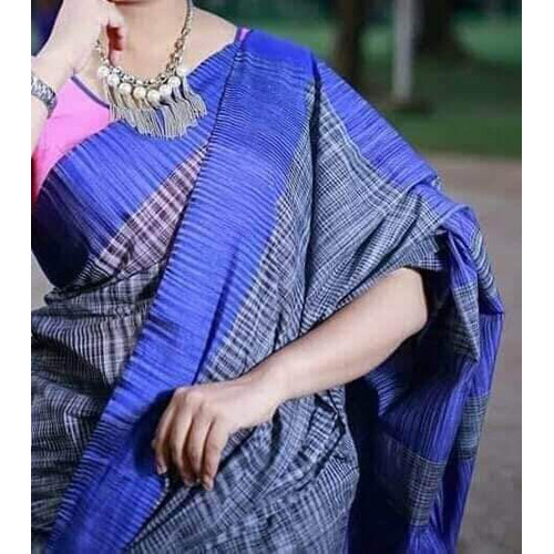 Exclusive Design Blue Ash Handloom Jhorna Saree For Women By Dream Collection(TAN) Tangail Sari