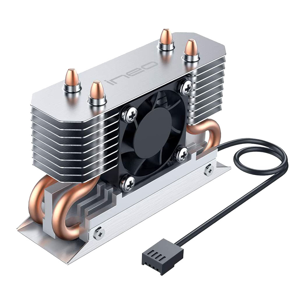 BRADOO-Ineo M.2 2280 SSD Rocket Heatsink Built-in Cooling Fan,with 4 Pure Cooper Heatpipes and 30mm RPM Fan