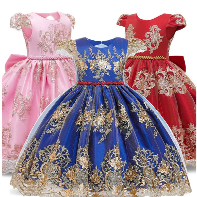 Elegant Girls Dress Elegant Princess Children Dress For Wedding Christening Gown Birthday Party Dress Vestido Infantil 6 8 10T