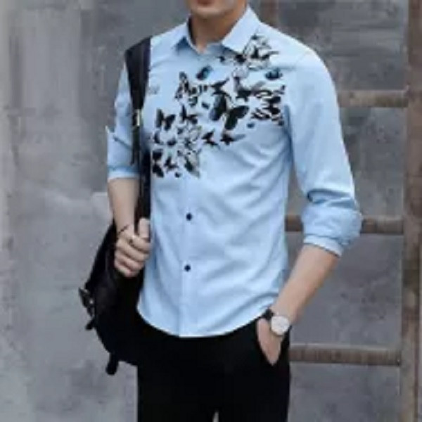 Stylist Printed Cotton Long Sleeve Casual Shirt For Men