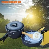 Camping Cookware Outdoor Travel Aluminum Tableware Pot Picnic Canteen Survival Hiking Military Boiler Frying Teapot Set Cooking set Portable