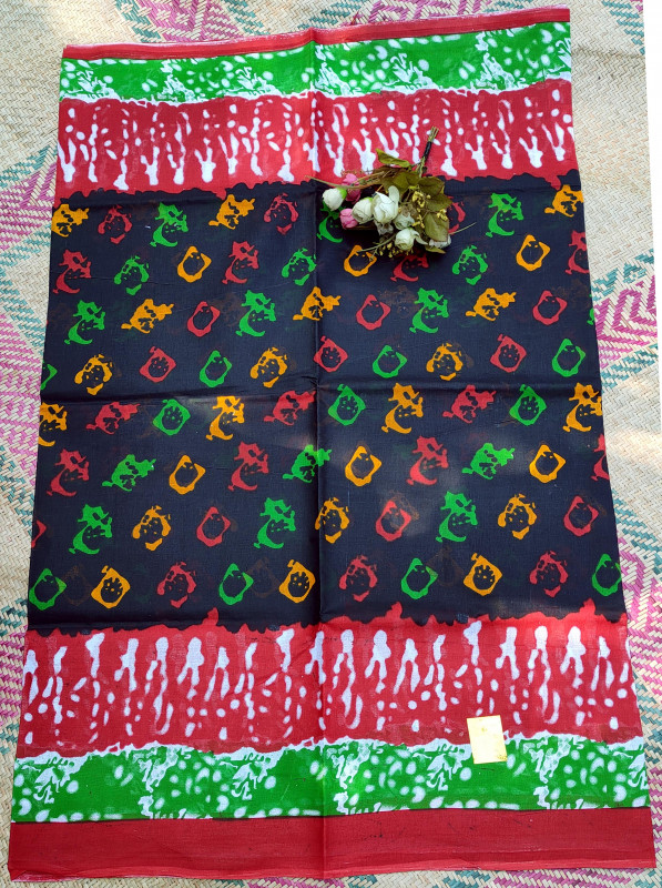 Multicolour Cotton Print 12 hand Saree For woman ongosree bd