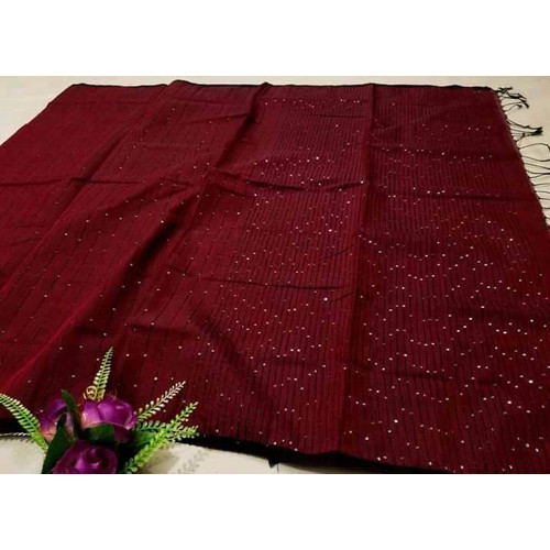 Gorgeous Classy Tangail Tat Flat Color Chumki Saree Half Silk Fashionable Trendy Eye Catching Gorgeous Festive without Blouse Piece Saree for Women with sparkling plastic mirrors