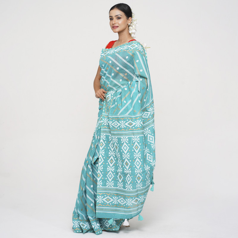 Stylish and Comfortable New Skin Print Half Silk saree For Women