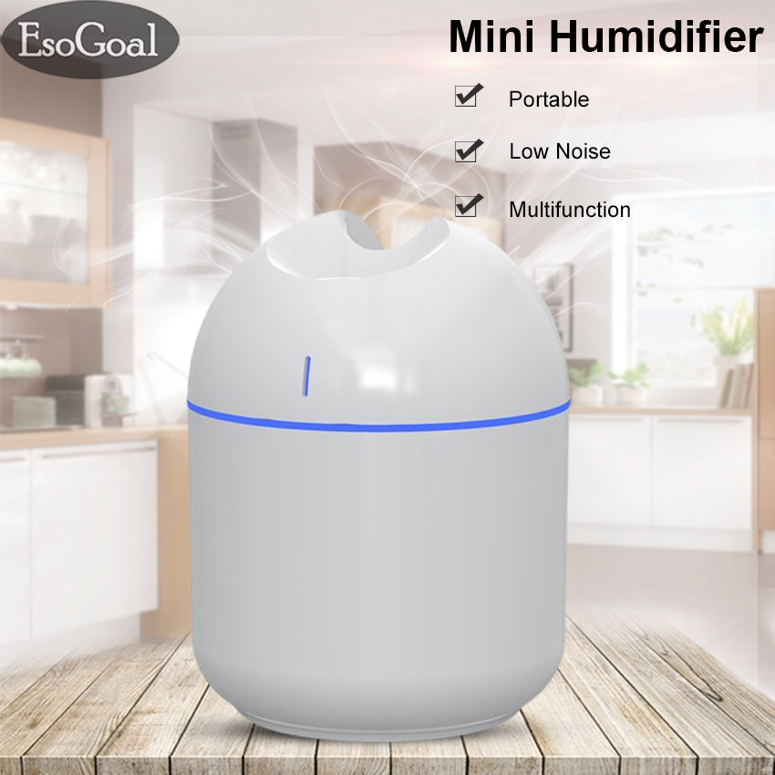 EsoGoal Portable Humidifier Mini Portable Car Home Humidifier USB Fine Spray Adjustable Smart Power Off Humidifiers Humid Air Aromatherapy Cup Humidifiers With Colorful Atmosphere Lights