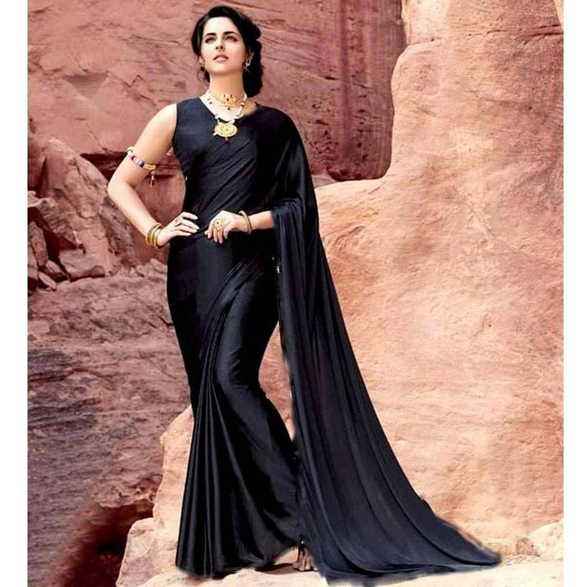 Japani Soft Silk Saree for Women- Black