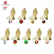 2022 Customized Football World Cup trophy 3D Keychain with Country Flag World Cup Soccer fans gifts Football Souvenirs keychain