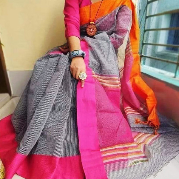 Half Silk Juri Check Saree for Women