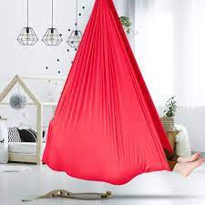 Therapy Swing for Kids Hanging Hammock Swing Cuddle Indoor Outdoor Hammock for Children Sensory Integration Red