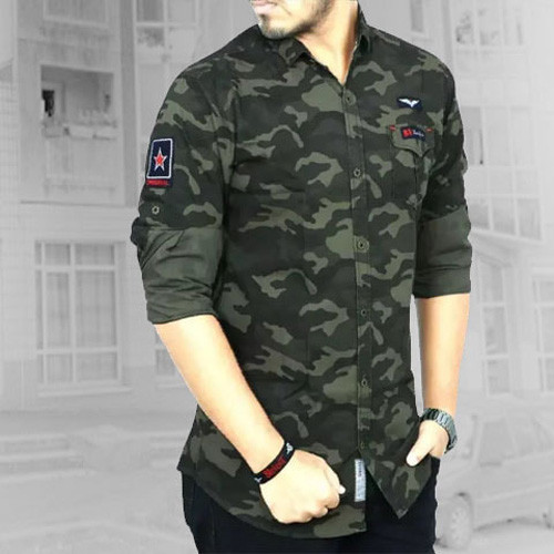 Army Green Color Casual Shirt for Men