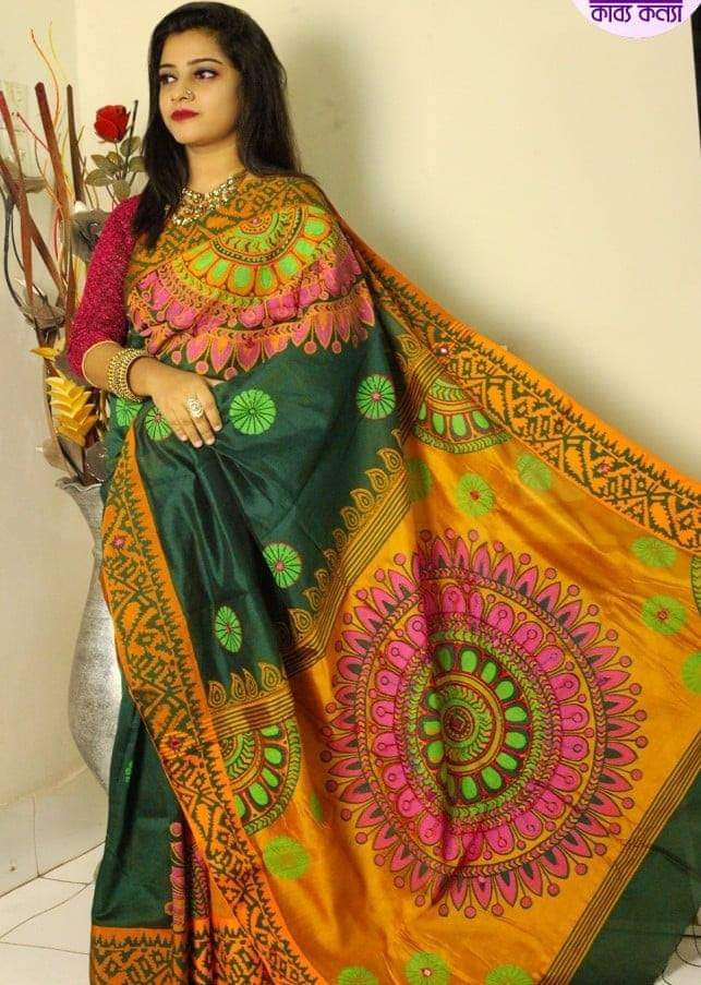 Exclusive Designer Print Half Silk Saree / Dhupian Silk For Stylesh & fashionable best dress for women