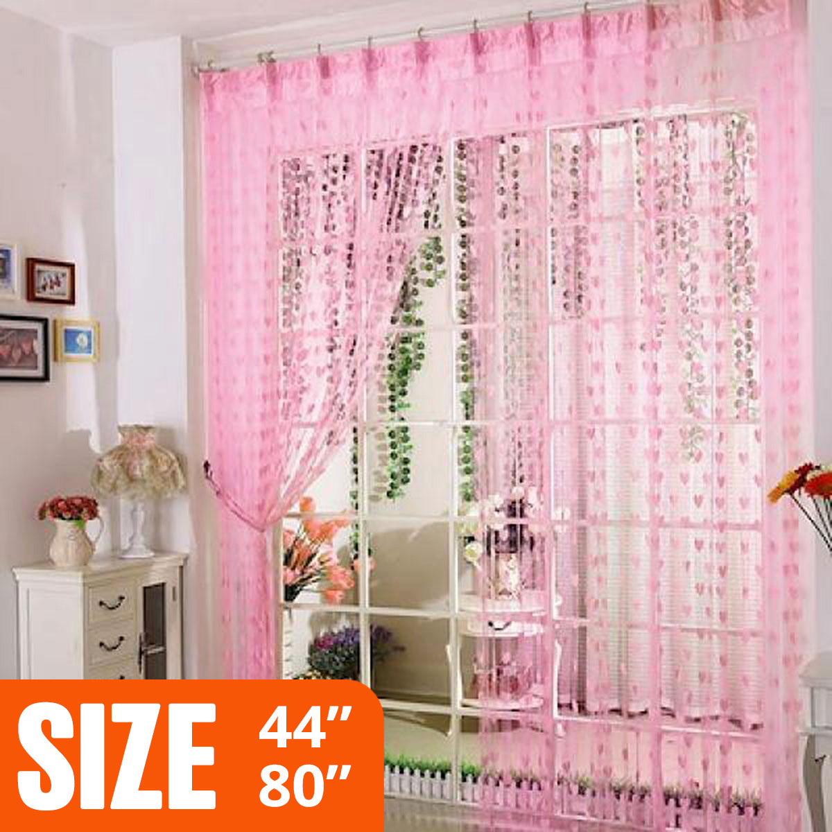 New Beautiful Fabric Love Heart Shaped Net Curtain/Porda - 1pcs