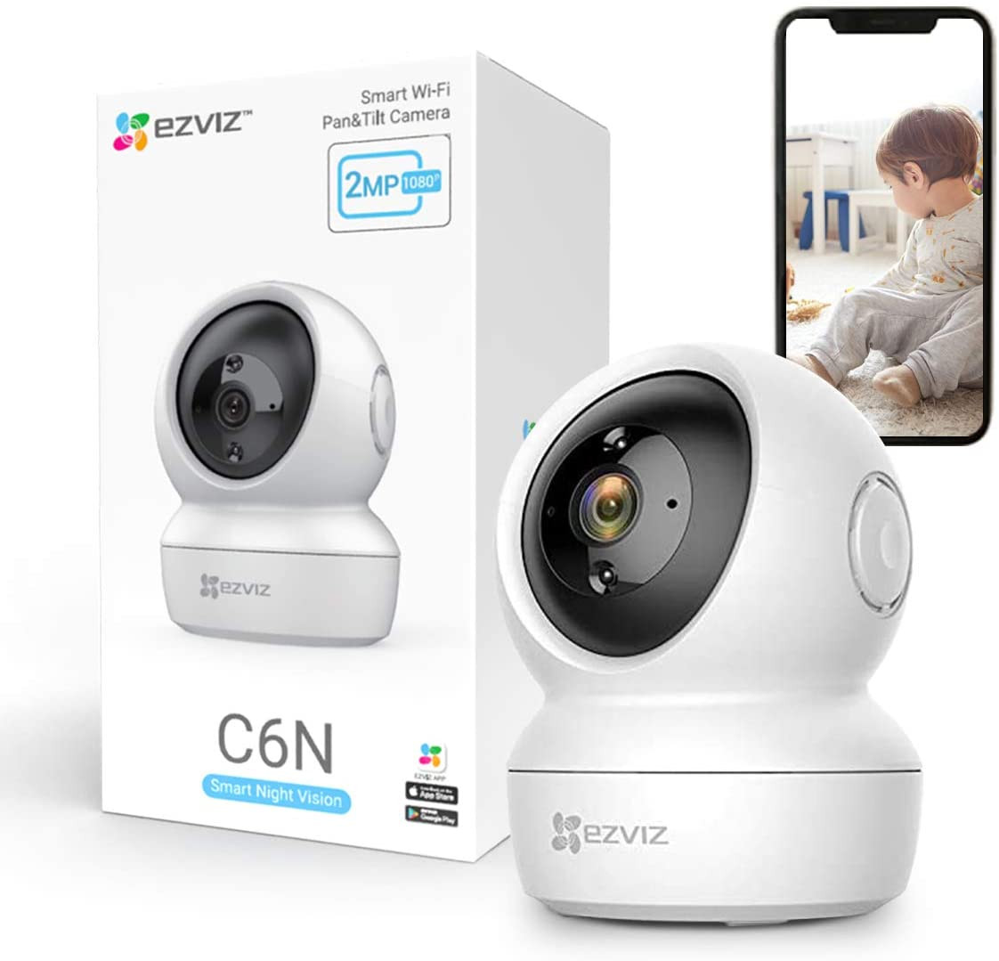 EZVIZ C6N 1080p Indoor Pan/Tilt WiFi Security Camera, 360° Coverage, Auto Motion Tracking, Two-Way Audio, Clear 30ft Night Vision, Supports MicroSD Card up to 256GB