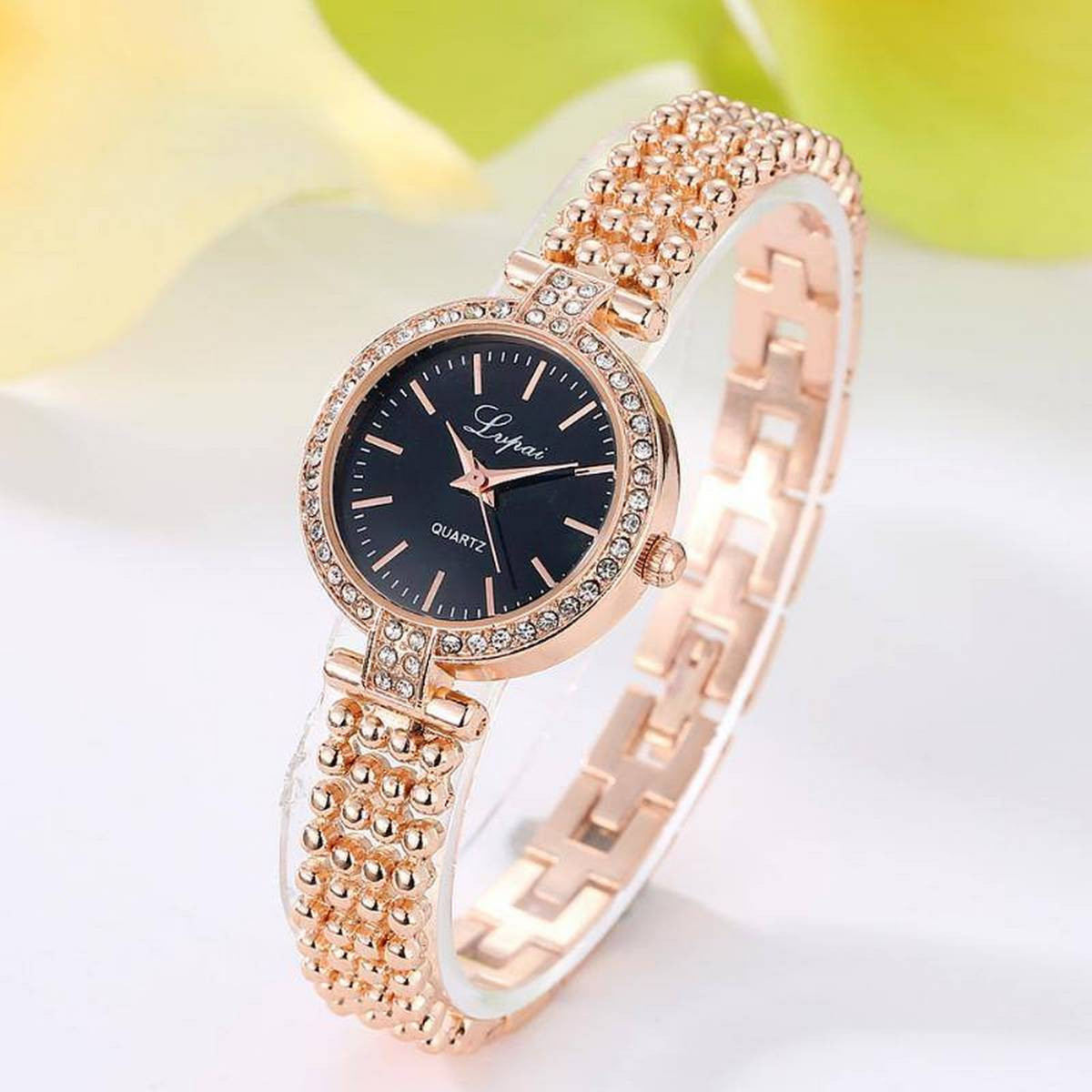 Luxury Rhinestone Bracelet Ladies Quartz watches Rose gold fashion watch for women 2 Ratings