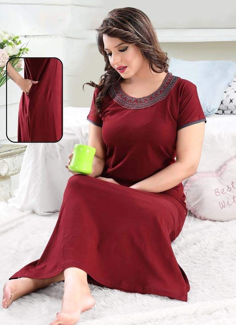 Embroidery Work Maxi for Women/ Nightie Lady Nightwear Girls Lingerie Nightdress Female Sleepwear Home/ Night Dress For Women