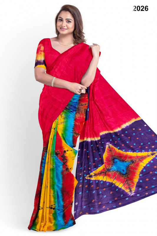 Multicolor batik print Saree For Women