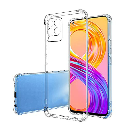 For Realme 8, Realme 8 Pro" Silicone Shock Proof Hard Back Soft Air Corner Bumper Anti-Scratch Cover Case for "Realme 8, Realme 8 Pro" (Transparent cover)