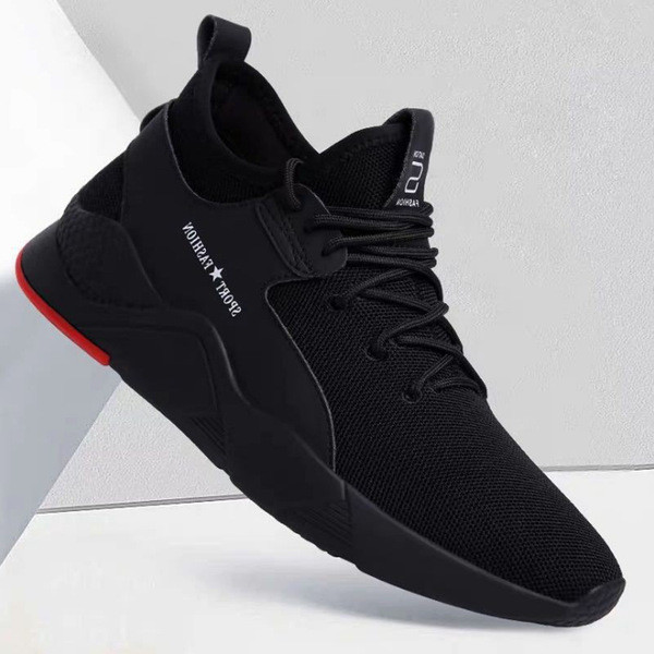 TRENDY SHOES FOR MEN WITH HIGH QUALITY AIR MESH LIGHT WEIGHT FABRICS AND PLAIN RUBBER SOOL SNEAKERS