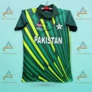 Pakistan Cricket Jersey (WC T20) 2022 Half Sleeve Collar_Green