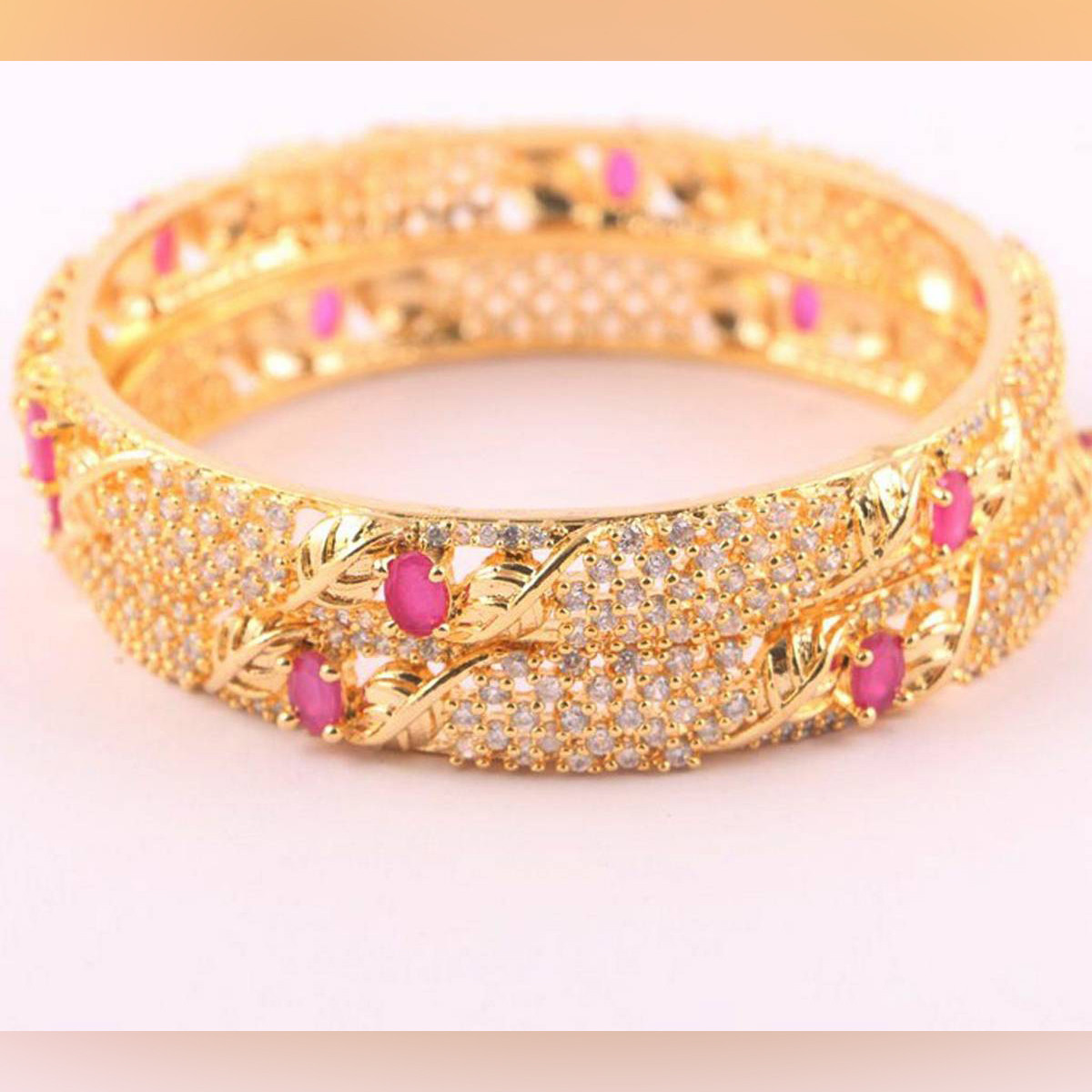 Golden Bangle Set for Women - 2 Pieces