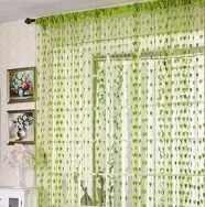 Heart 2 Piece Polyester Window or Doorway Curtain Set - Green