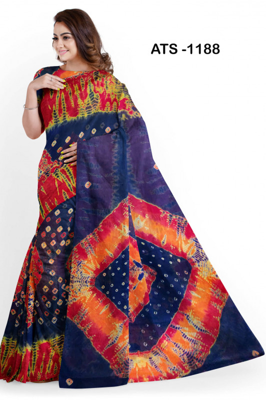 Batik Print Cotton Sari For woman- Tangail tat sari