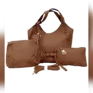 PU Leather Hand Bag for Women - Brown