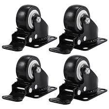 Delicate product 4 Pack 2in Heavy Duty Caster Wheels Polyurethane PU Swivel Casters with 360 Degree Top Plate 220lb Total Capacity for Set of 4 (2 with Brakes + 2 without) Black