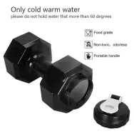 75 Oz (2.2 L) Dumbbell Shaped Water Bottle Big Capacity BPA Free Flip Top Leak Proof lid （black）