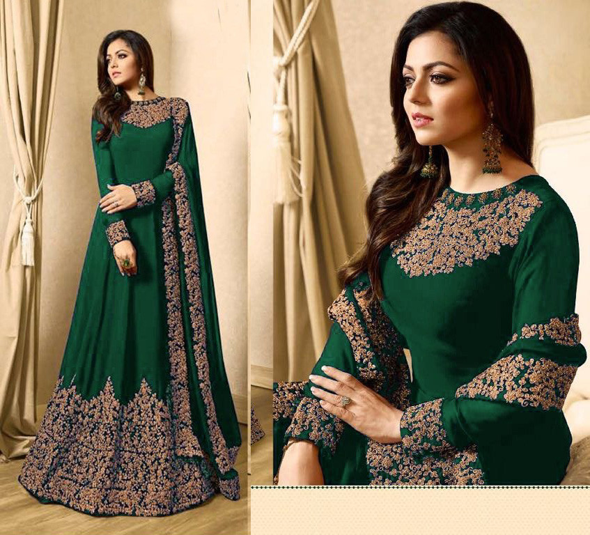 Semi-stitched Georgette Embroidery Work Free Size Exclusive Designer Gown Anarkali Party Wear Suits for Women