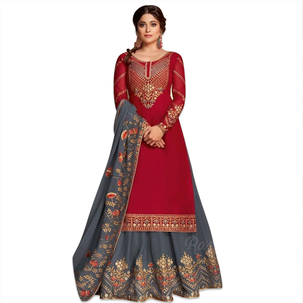 Semi Stitched Georgette embroidery work Free Size Designer - Gown long Perty wear suits For women