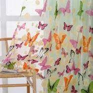 Romantic Butterfly Print Tulle Curtains Voile Tulle Curtains For Screened Balcony