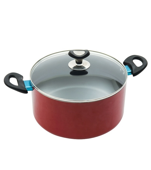 Topper Non Stick Glamour Casserole With Lid Red 24 Cm