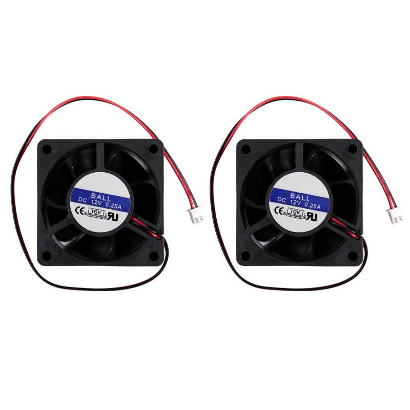 2X 60mm x 25mm DC 12V 0.25A 2Pin Cooling Fan for Computer Case CPU Cooler