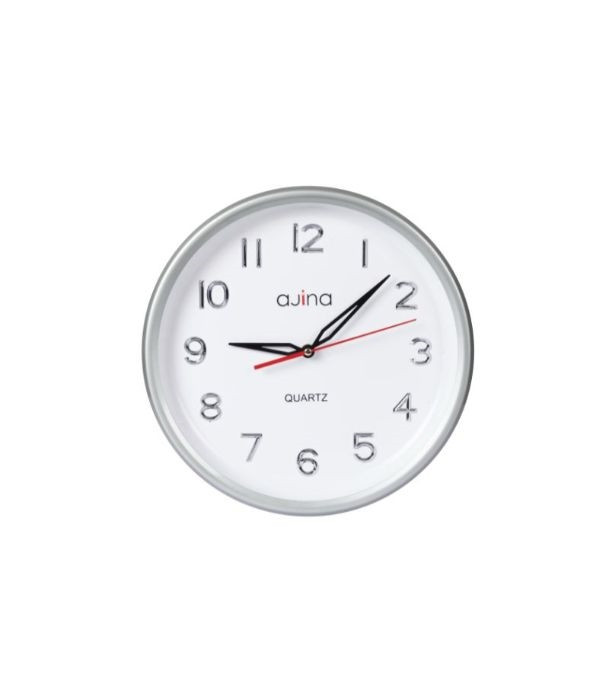 Tune Wall Clock With Digit Round Silver Red Hand Brand: Ajina