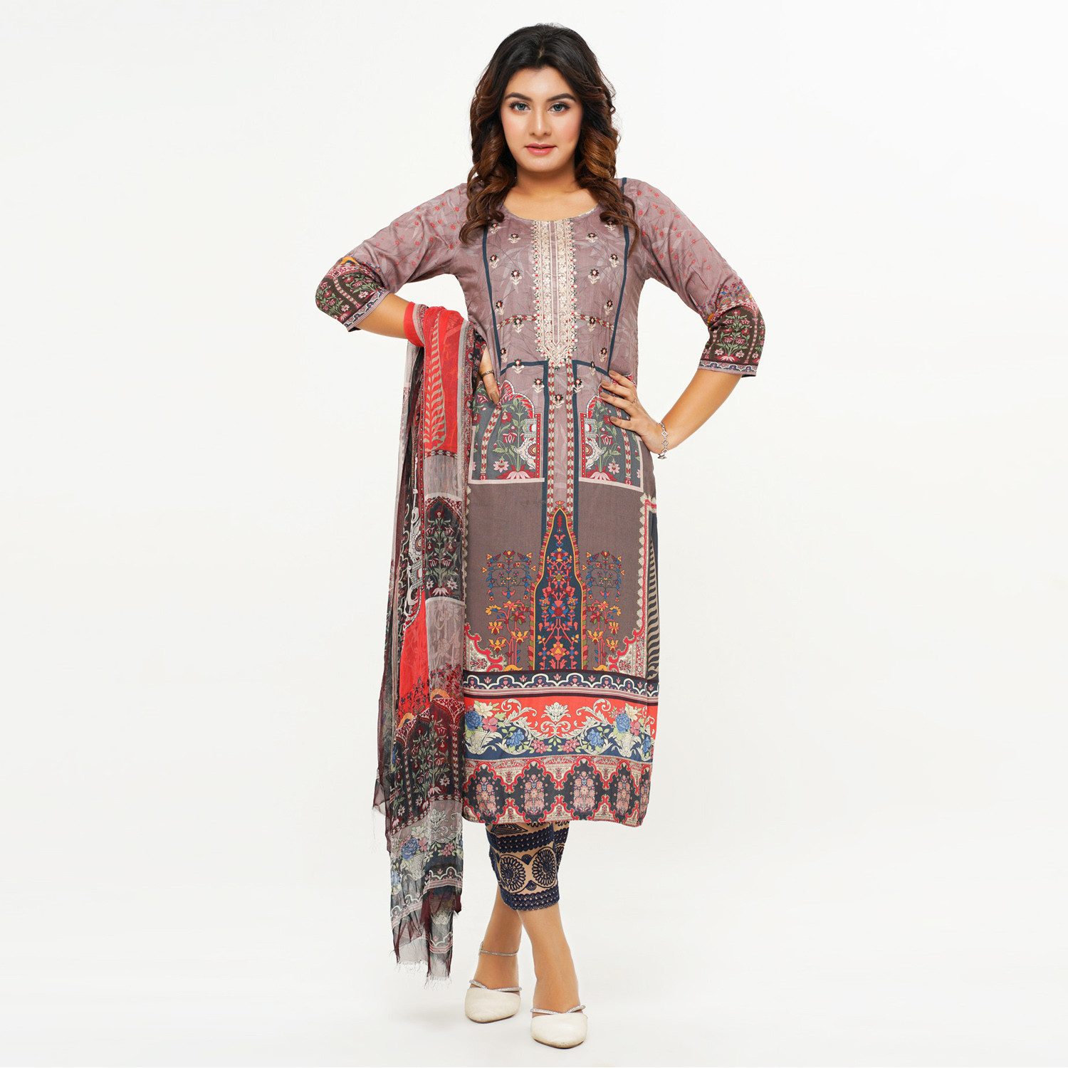 Unstitched Digital Printed Lawn Shalwar Kameez for Women