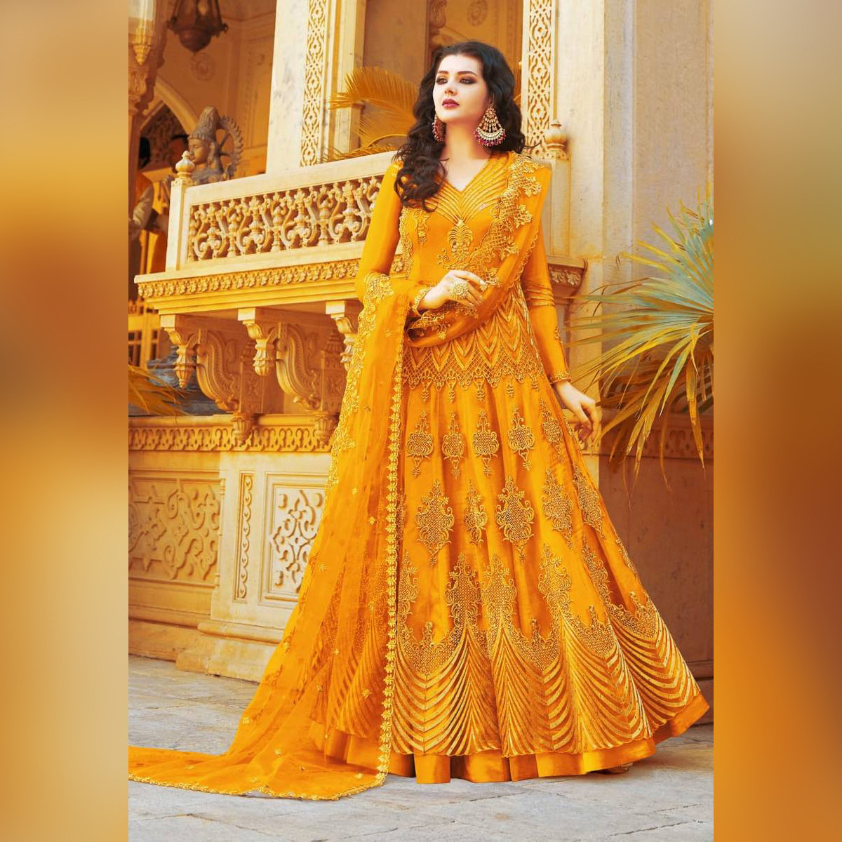 Semi-stitched Georgette Embroidery Work Designer - Gown Anarkali Party Wear Suits For Women