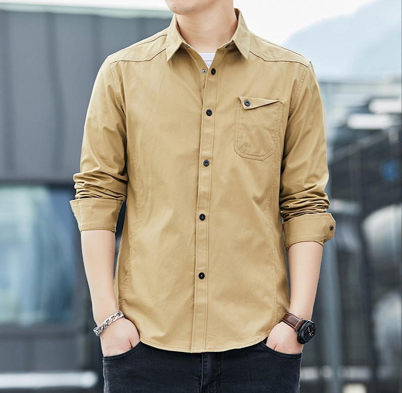 Brown Long Sleeve Casual Shirt For Man