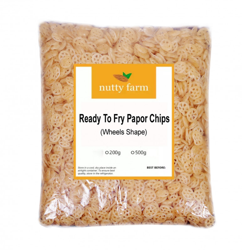 Ready to fry Wheel Shape Papor Chips / Crunchy Papad / Chips / Snacks - 200gm