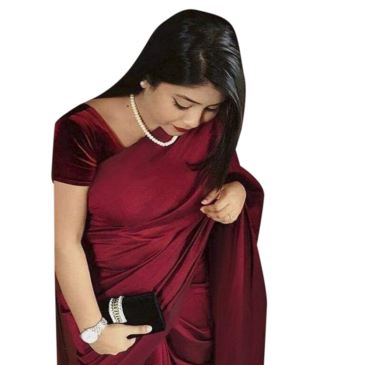 Japani Soft Silk Saree for Women - Deep Maroon