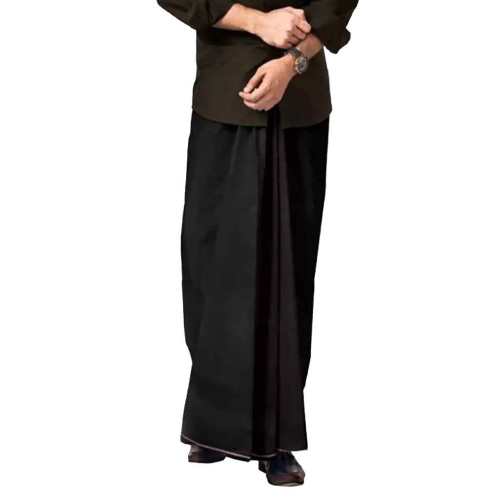 Fashionable Linen Lungi For Mens Fashion-Black color