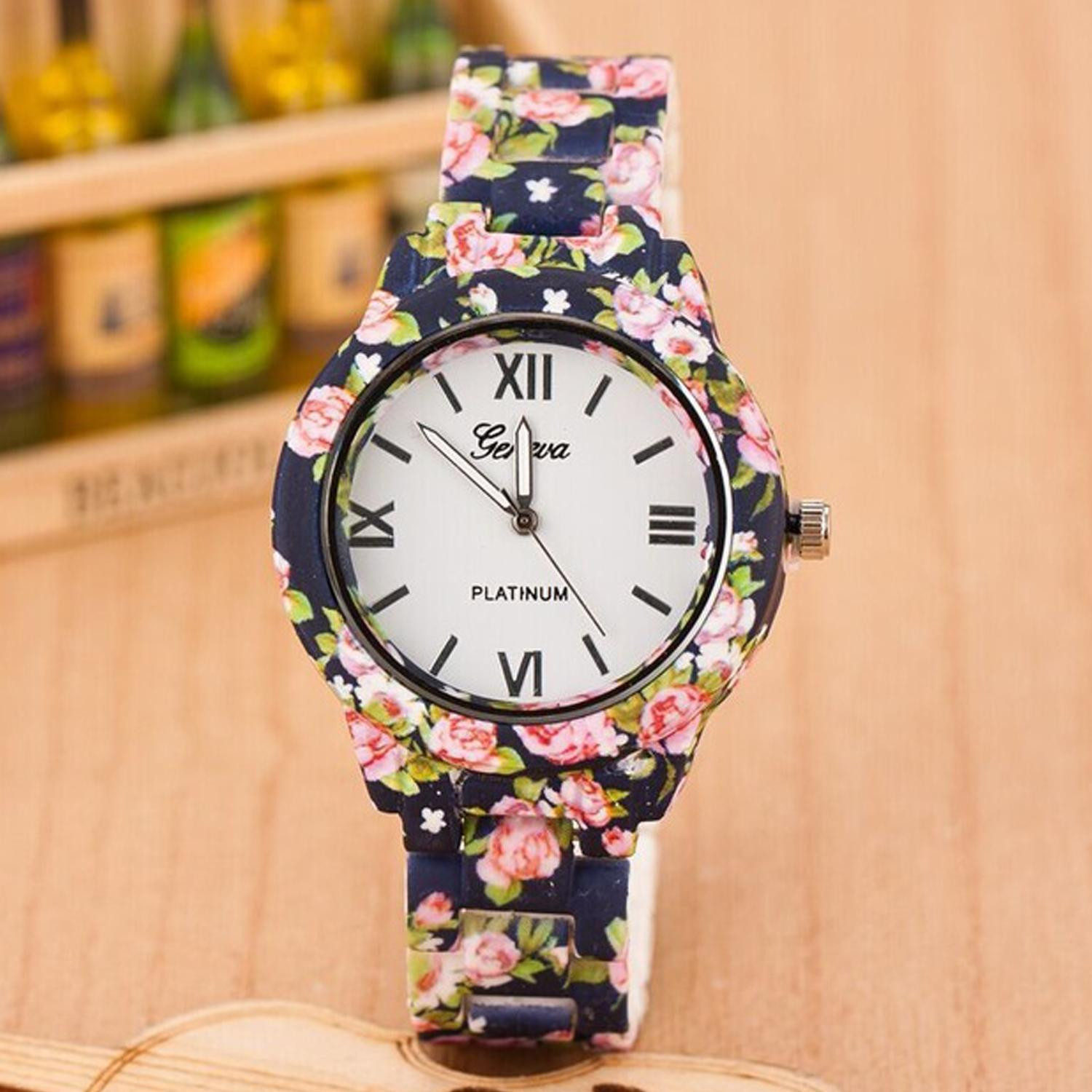 Black Printed Ceramics Ladies Wrist Watch