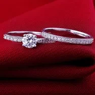 Women Engagement Wedding 2Pcs Set Cubic Zirconia 925 Sterling Silver Rings Size 6-10