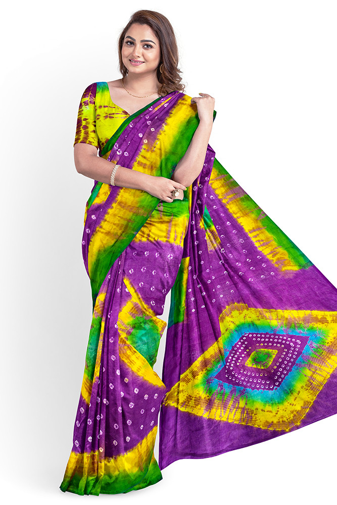 Cotton Batik Print Saree with Blouse Piece for Women