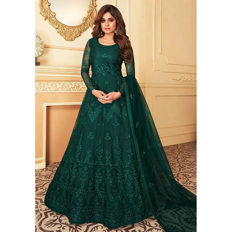 Party Gown- Weightless Georgette Semi Stitched Heavy Soft Dress Best Quality Embroidery Work With Anarkali Gown For Girl And Women