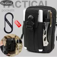 EsoGoal Tactical Molle Pouch EDC Utility Waist Belt Gadget Gear Bag Tool Organizer with Cell Phone Holster Holder (Black)