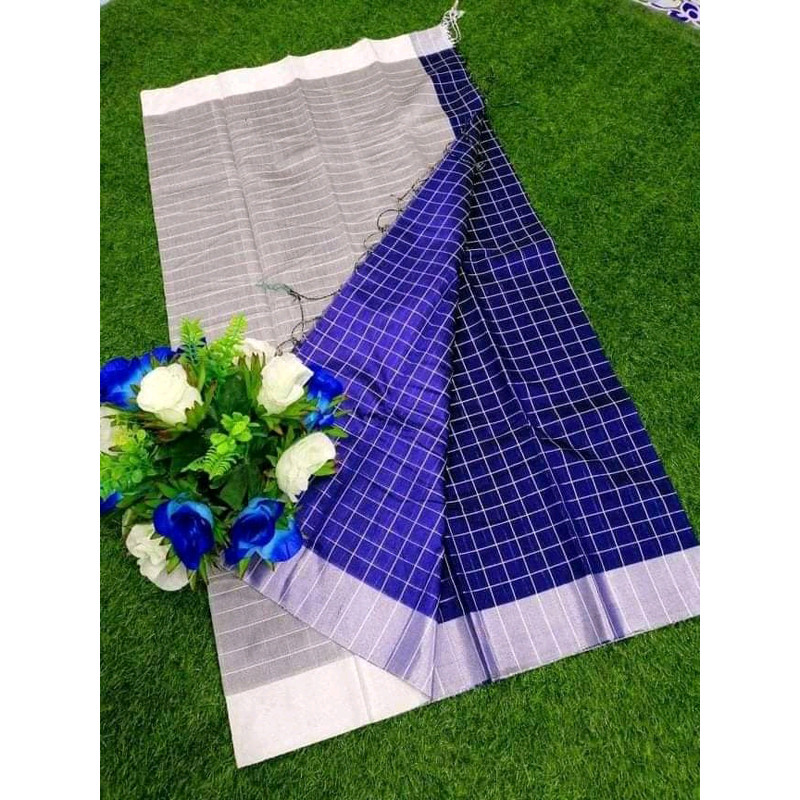 Dhupain Cheak Sarees For Women Blue Ash Tangail share