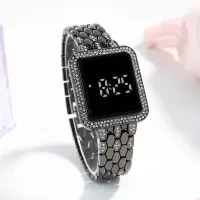 Women Wrist Clock Luxurious Style Square LED Dial Touch Screen Electronic Watch